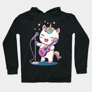 cute unicorn as a musician Hoodie